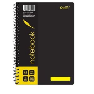 QUILL Q570 SPIRAL NOTEBOOK A5, 200 Page, 2 Pocket, Side Bound (10570 / 10570A)