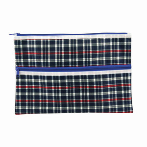 CELCO PENCIL CASE 375x264mm 2 Zip Tartan ** ETA 13/5/2024 **