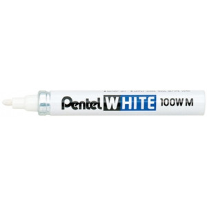 PENTEL X100W-M WHITE PAINT MARKERS Medium Blister Pack, Box of 12