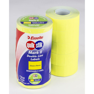QUIKSTIK MARK II LABELS 23x16mm Removable Flouro Yell