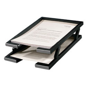 ITALPLAST WORKSPACE DOCUMENT TRAY - 2 TIER SET Black/Silver 2 Tier Set