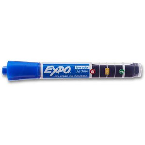 EXPO WHITEBOARD MARKER Ink Indicator Chisel Blue, Bx12