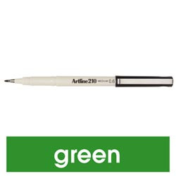 ARTLINE 210 FINELINER PENS 0.6mm Green (Box of 12)