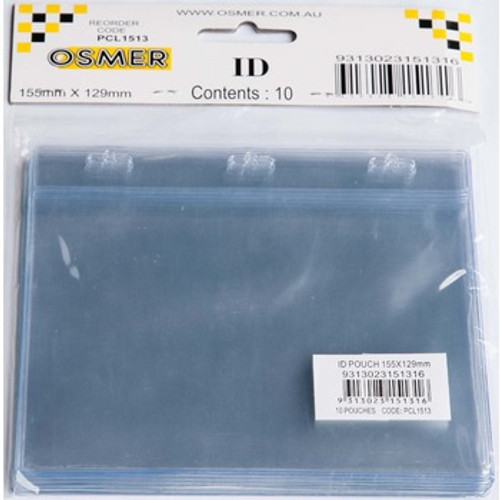 ID POUCH - LANDSCAPE CLEAR PVC 155 X 129mm Pk10