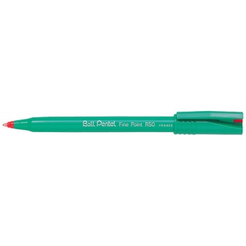 Pentel R50 Rollerball Pen 0.8mm Medium Nib Red, Box of 12