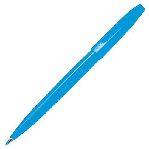 Pentel S520 Sign Pen 0.8mm Fibre Tip Sky Blue Ink , Box of 12