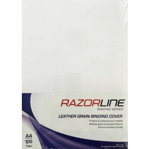 RAZORLINE A4 LEATHERGRAIN BINDING COVERS 300GSM White, Pk100