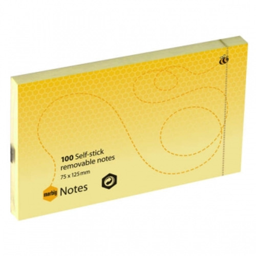 MARBIG NOTES Repositional 75x125mm Yellow Pk12