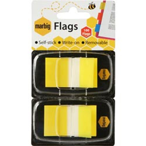 MARBIG FLAGS COLOURED TIP Yellow (Pack of 2)