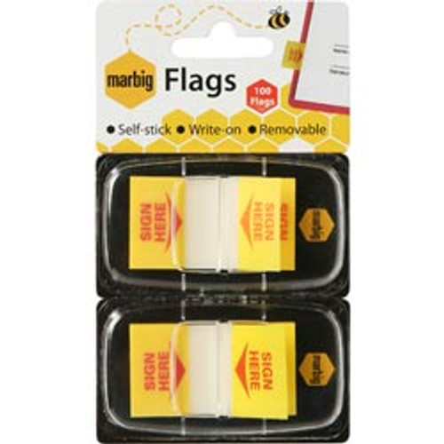 MARBIG FLAGS SIGN HERE Yellow (Pack of 2)