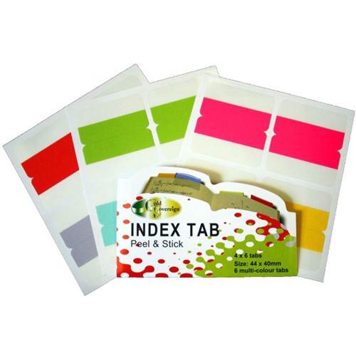 GOLD SOVEREIGN WRITE ON TABS 24 Tabs 44x40mm Multi-Coloured Pack of 5