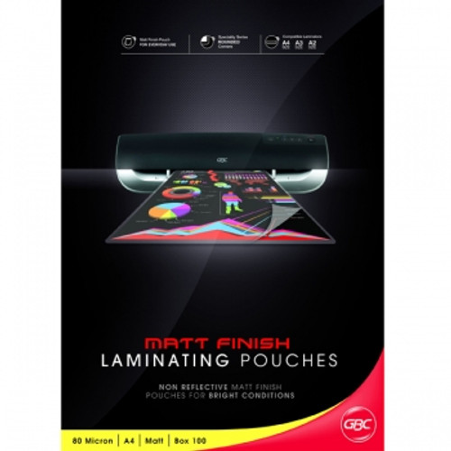 GBC LAMINATING POUCHES A4 80 Micron Matt Finish Pk100