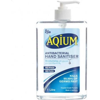 Aqium Antibacterial Hand Sanitiser Hospital Grade, 1L Pump Pack