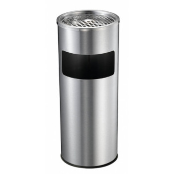 Compass Lobby Bin / Ashtray Silver Satin Finish - 10L, Each