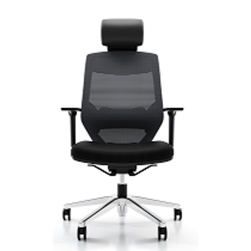 Vogue Managers Chair High Mesh Back Heavy Duty Chair with Aluminium Base Black Fabric Seat and PU Headrest Aluminium Base 120kg (W) 625 x (D) 590 x (H) 1150-1240mm