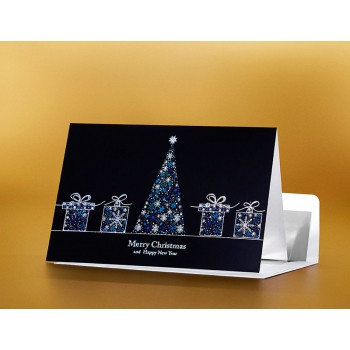 SEASON'S GREETING CARD Delicate Tree and Present 183mm x 127mm, Pk100