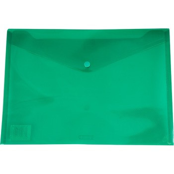 Osmer Plastic Document Wallet with Button Closure A4, Green Tint ** Replaced By DEL-E5505GR **