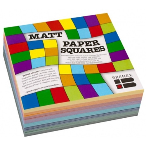 Brenex Paper Squares 127 x 127mm Single Sided Matte Assorted Pack of 360 Sheets (80130)