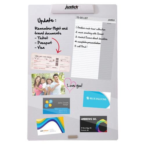 JUSTICK ELECTRO ADHESION NOTICE BOARD MINI WITH OVERLAY WHITE *** While Stocks Last ***