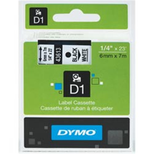 DYMO D1 LABELLING TAPE CASSETTES 6mmx7m Black on White Tape S0720780