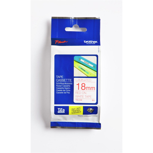 BROTHER TZE242 PTOUCH TAPE Ptouch 18mmx8m Red On White TZE-242