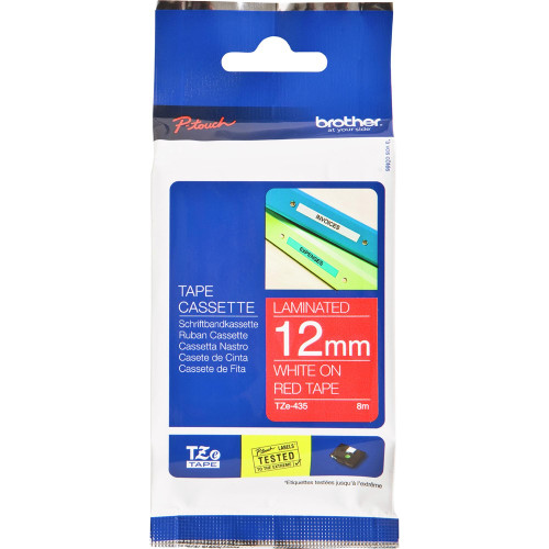 BROTHER TZE435 PTOUCH TAPE Ptouch 12mmx8m White On Red