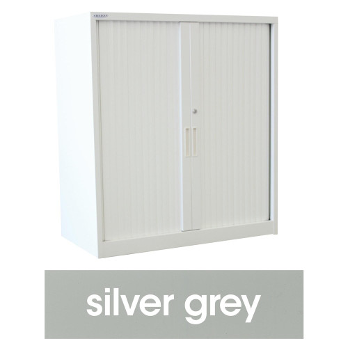 STEELCO TAMBOUR DOOR CUPBOARD 2 Shelf Silver Grey H1015xW900xD463mm