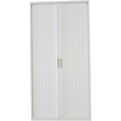 STEELCO TAMBOUR DOOR CUPBOARD 5 Shelf White Satin H2000xW1200xD463mm
