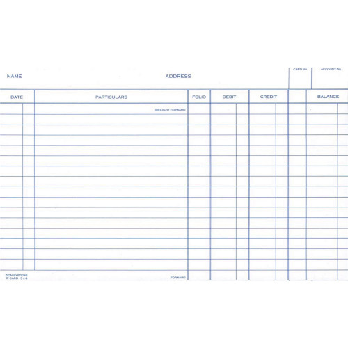 ZIONS R-SYSTEM LEDGER CARDS NO.58RW 58RW 125x205mm (Pack of 100)
