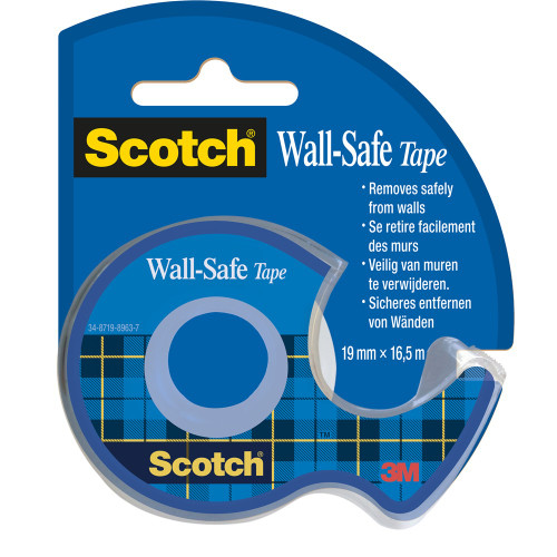 SCOTCH 183 TAPE DISPENSER Wall Safe Removable Clear 19mm X 16.5m