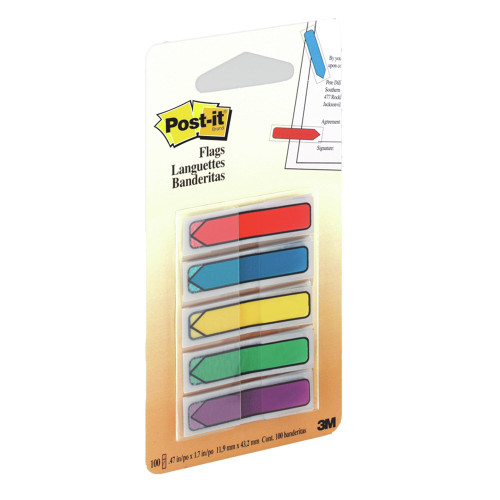 POST-IT ARROW FLAGS 684-ARR1 Blue, Green, Purple, Red & Yellow, Pk100