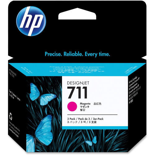 HP 711 ORIGINAL 3 PACK MAGENTA INK CARTRIDGE 29ML