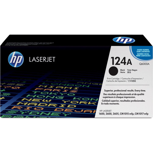 HP 124A BLACK ORIGINAL LASERJET TONER CARTRIDGE 2.5K (Q6000A) Suits LaserJet 1015 / 1017 / 1600 / 2600 / 2605