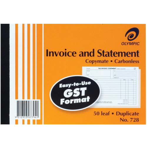 COPYMATE CARBONLESS A5 BOOK INVOCE & STATEMENT DUPLICATE No. 728