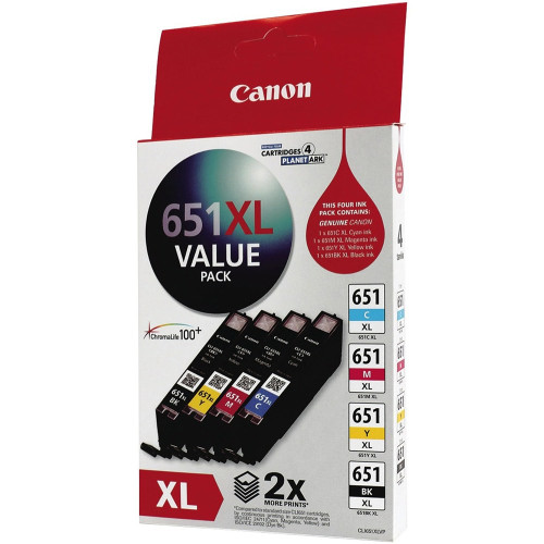 CANON CLI-651XL INK VALUE PACK 1 x B/C/M/Y Ink Cartridges, Suits CANON PIXMA IP7260 / MG5460 / 636 Pk4