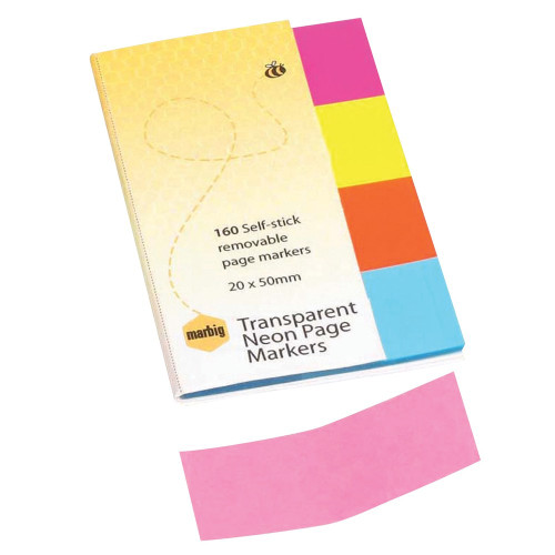 MARBIG TRANSPARENT COLOUR PAGE MARKERS Assorted, Pk160