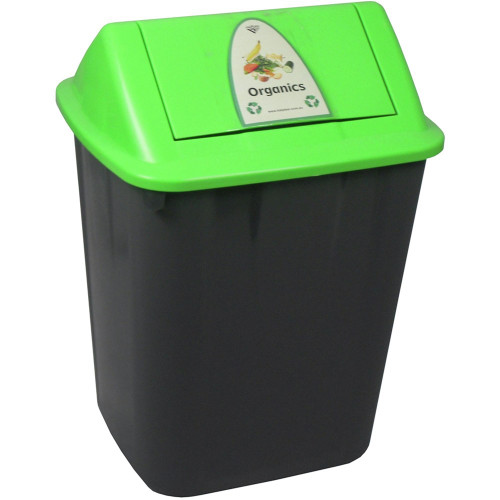 ITALPLAST 32 Litre Waste Separation Bin (Organics) - Recycled Black Base / Green Lid, Each