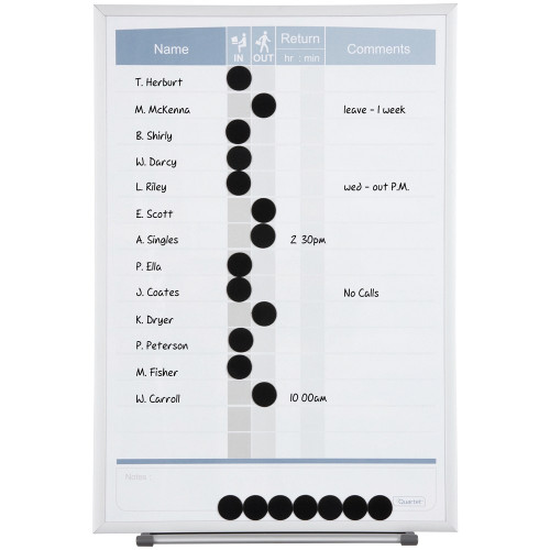QUARTET MATRIX IN/OUT BOARD 410x280mm 15 Names Portrait