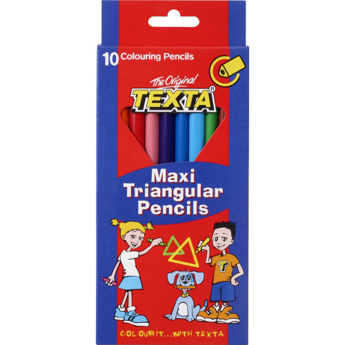TEXTA MAXI TRIANGULAR PENCILS Assorted Box of 10