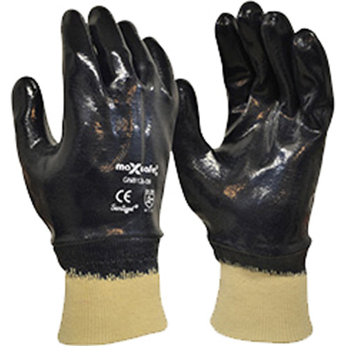 Maxisafe Synthetic Coat Gloves Blue Knight Nitrile Glove Fully Coated, Medium Pair