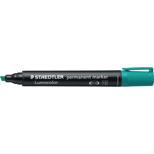 Staedtler 350 Lumocolor Permanent Marker 2.0 - 5.0mm Chisel Point - Green, Box of 10