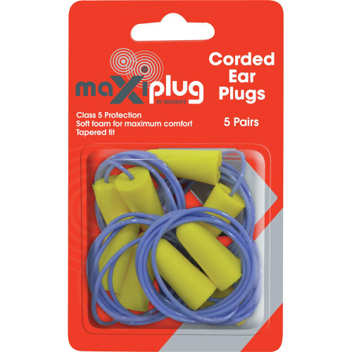 MAXISAFE DISPOSABLE EARPLUGS Corded Class 5 26dB