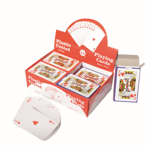 PLASTIC COATED PLAYING CARDS - BOX OF 12 PACKS