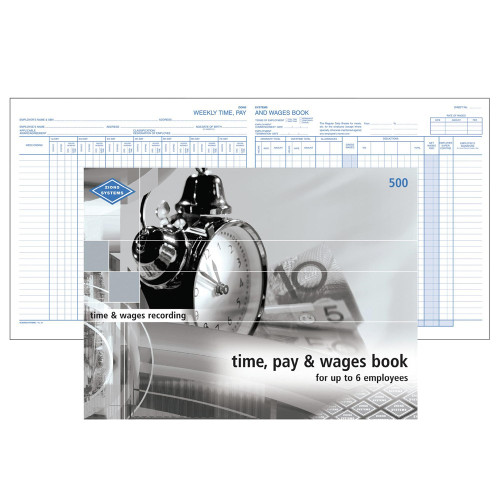 ZIONS TIME, PAY & WAGES BOOK NO.500 500 Up To 6 Emp. 210x285mm