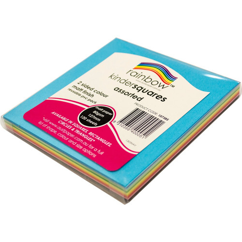 RAINBOW KINDER SQUARES 80GSM Matt D/Sided 127mm Assorted BX120