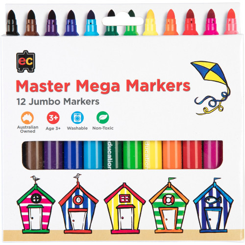 EDVANTAGE MASTER MEGA MARKERS ASSORTED COLOURS PK12