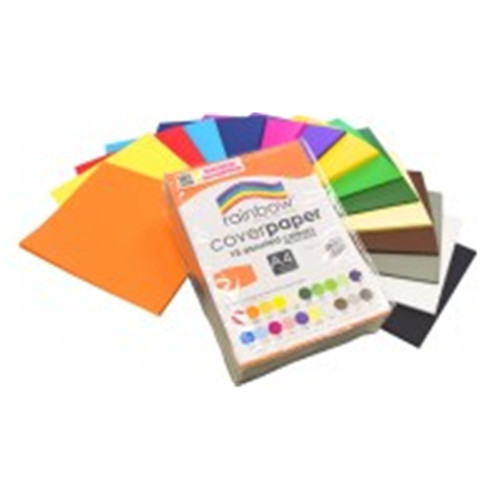 RAINBOW COVER PAPER 125GSM A4 15 ASSORTED COLOURS 500 SHEETS