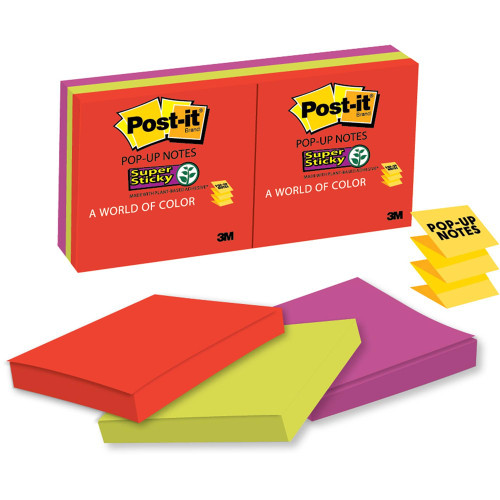 POST-IT R330-6SSAN NOTE POP-UP Super Sticky 76x76mm Neon 70007019238