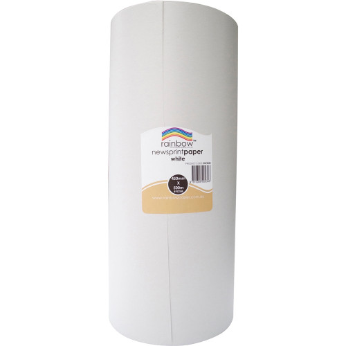 RAINBOW 49GSM 450MMX500M ROLL Newsprint Paper White