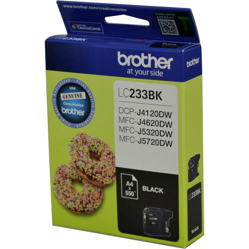 BROTHER LC-233 ORIGINAL BLACK INK CARTRIDGE 550PG Suits Brother DCP J4120DW / MFC J4620DW / MFC J5320DW / MFC J5720DW